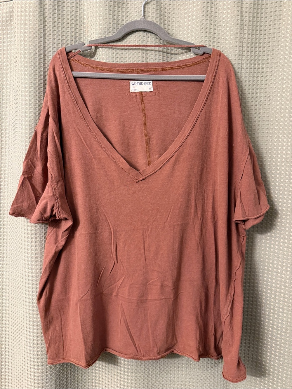 We The Free Oversized V-Neck Tee in Dusty Rose